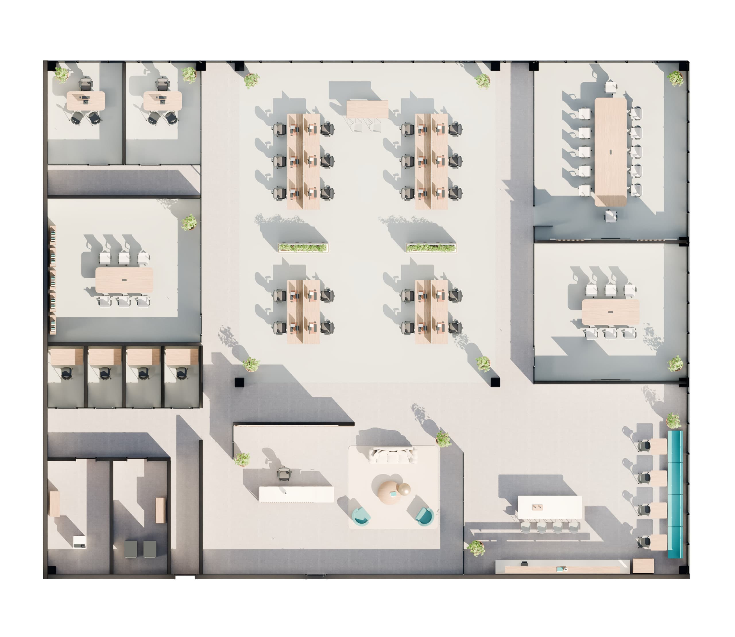 Furnished plan accompanying the same interior design.